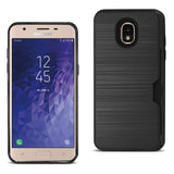 Reiko Samsung J3 (2018) Slim Armor Hybrid Case with Card Holder in Black | MaxStrata