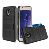 Reiko Samsung J3 (2018) Slim Armor Hybrid Case with Card Holder in Black | MaxStrata