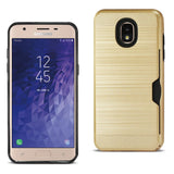 Reiko Samsung J3 (2018) Slim Armor Hybrid Case with Card Holder in Gold | MaxStrata