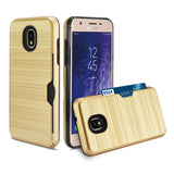 Reiko Samsung J3 (2018) Slim Armor Hybrid Case with Card Holder in Gold | MaxStrata