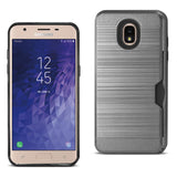 Reiko Samsung J3 (2018) Slim Armor Hybrid Case with Card Holder in Gray | MaxStrata