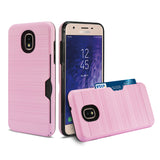 Reiko Samsung J3 (2018) Slim Armor Hybrid Case with Card Holder in Pink | MaxStrata