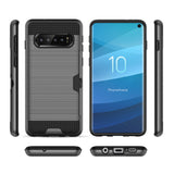 Reiko Samsung Galaxy S10 Slim Armor Hybrid Case with Card Holder in Gray | MaxStrata