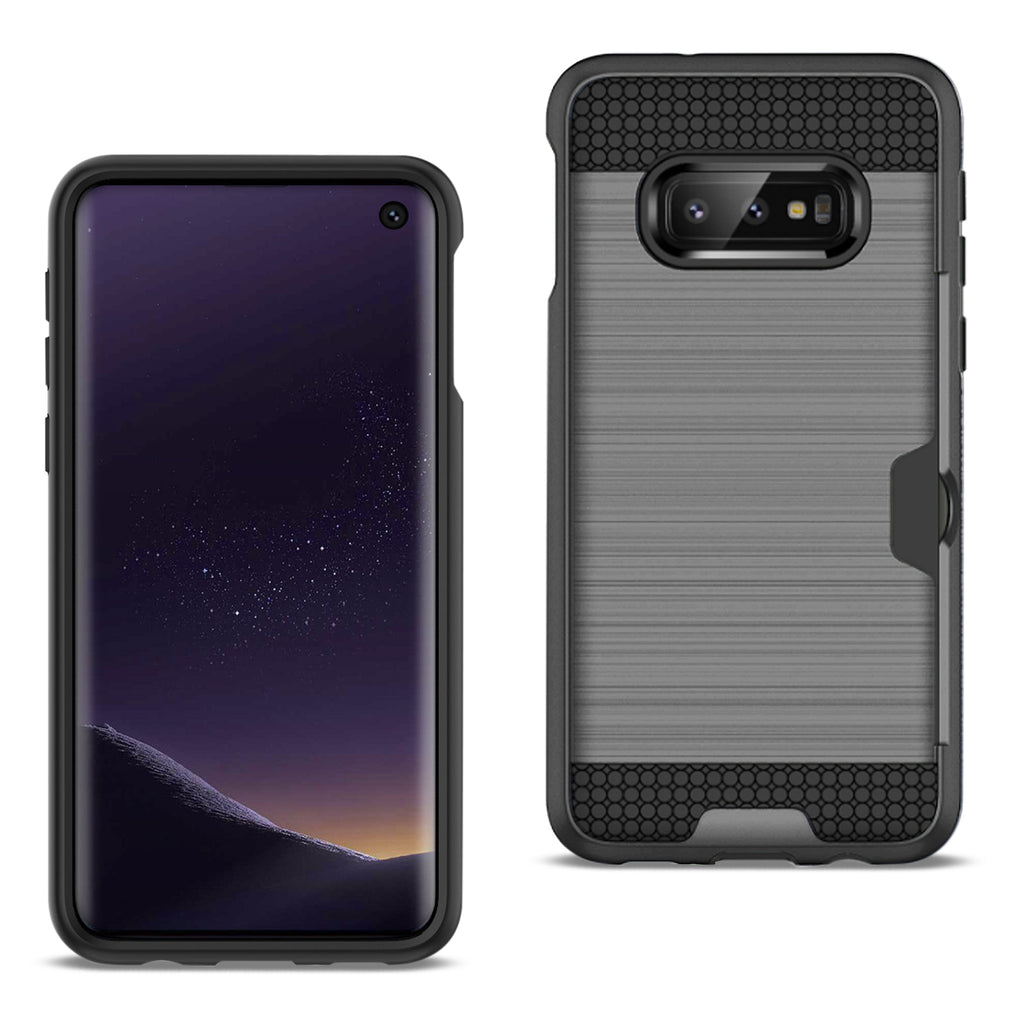 Reiko Samsung Galaxy S10 Lite Slim Armor Hybrid Case with Card Holder in Gray | MaxStrata