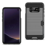 Reiko Samsung Galaxy S10 Lite Slim Armor Hybrid Case with Card Holder in Gray | MaxStrata