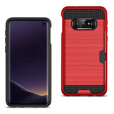 Reiko Samsung Galaxy S10 Lite Slim Armor Hybrid Case with Card Holder in Red | MaxStrata