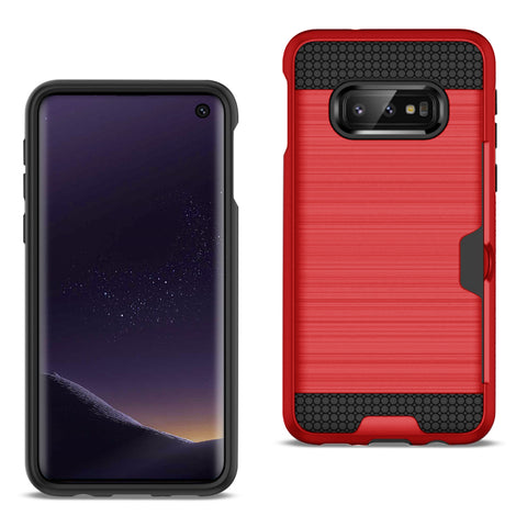 Reiko Samsung Galaxy S10 Lite Slim Armor Hybrid Case with Card Holder in Red | MaxStrata