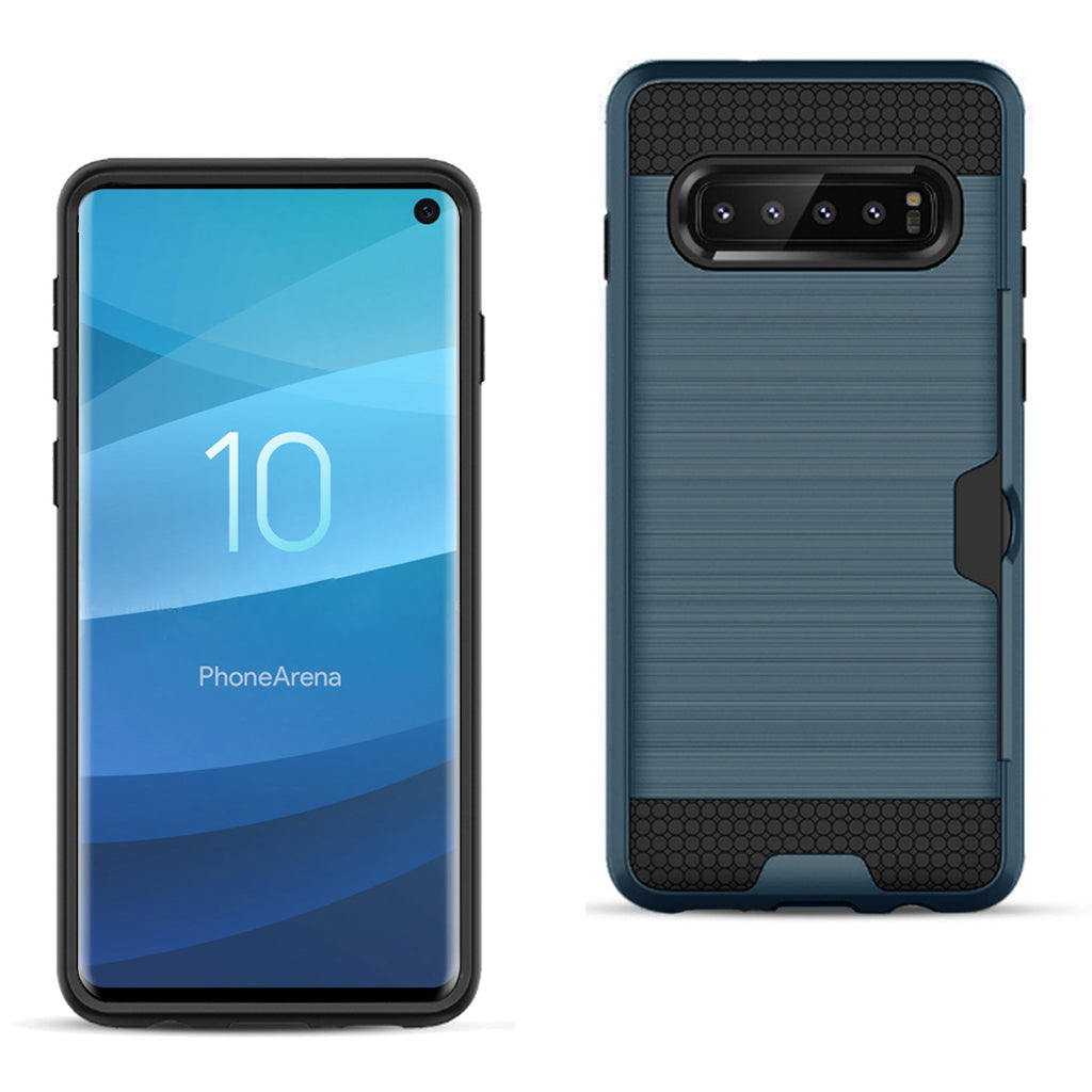 Reiko Samsung Galaxy S10 Slim Armor Hybrid Case with Card Holder in Navy | MaxStrata