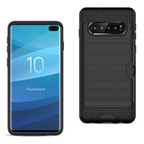 Reiko Samsung Galaxy S10 Plus Slim Armor Hybrid Case with Card Holder in Black | MaxStrata