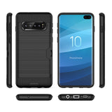 Reiko Samsung Galaxy S10 Plus Slim Armor Hybrid Case with Card Holder in Black | MaxStrata