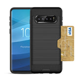 Reiko Samsung Galaxy S10 Plus Slim Armor Hybrid Case with Card Holder in Black | MaxStrata