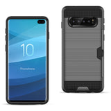 Reiko Samsung Galaxy S10 Plus Slim Armor Hybrid Case with Card Holder in Gray | MaxStrata