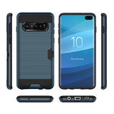 Reiko Samsung Galaxy S10 Plus Slim Armor Hybrid Case with Card Holder in Navy | MaxStrata