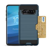 Reiko Samsung Galaxy S10 Plus Slim Armor Hybrid Case with Card Holder in Navy | MaxStrata