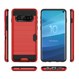 Reiko Samsung Galaxy S10 Slim Armor Hybrid Case with Card Holder in Red | MaxStrata