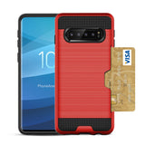 Reiko Samsung Galaxy S10 Slim Armor Hybrid Case with Card Holder in Red | MaxStrata