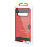 Reiko Samsung Galaxy S10 Slim Armor Hybrid Case with Card Holder in Red | MaxStrata