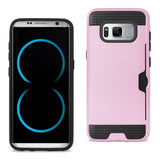 Reiko Samsung Galaxy S8/ SM Slim Armor Hybrid Case with Card Holder in Pink | MaxStrata