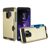 Reiko Samsung Galaxy S9 Slim Armor Hybrid Case with Card Holder in Gold | MaxStrata