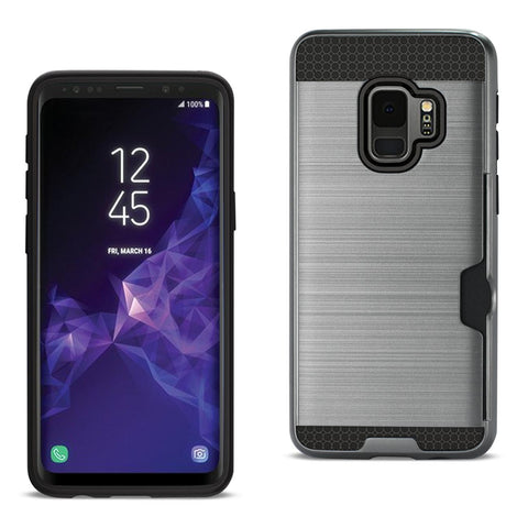 Reiko Samsung Galaxy S9 Slim Armor Hybrid Case with Card Holder in Gray | MaxStrata