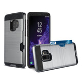 Reiko Samsung Galaxy S9 Slim Armor Hybrid Case with Card Holder in Gray | MaxStrata