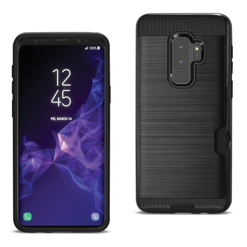 Reiko Samsung Galaxy S9 Plus Slim Armor Hybrid Case with Card Holder in Black | MaxStrata