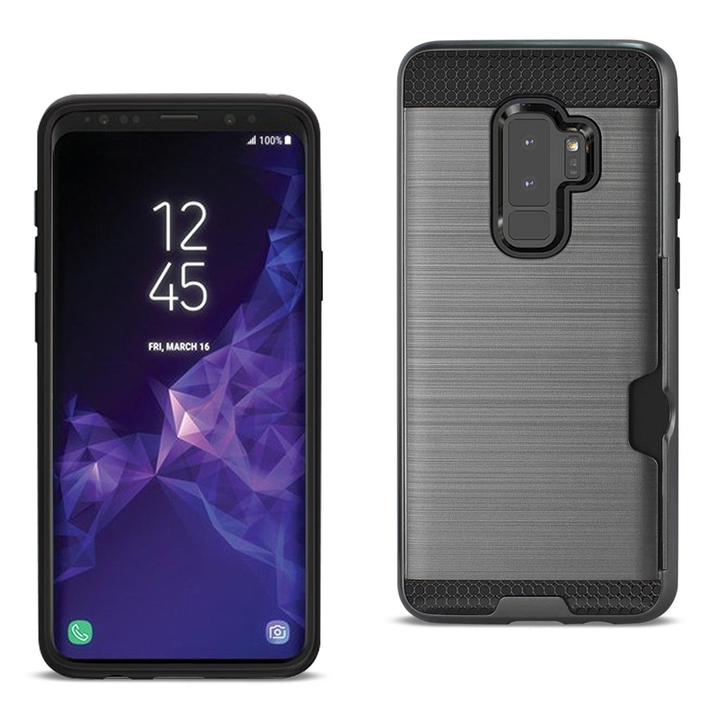 Reiko Samsung Galaxy S9 Plus Slim Armor Hybrid Case with Card Holder in Gray | MaxStrata