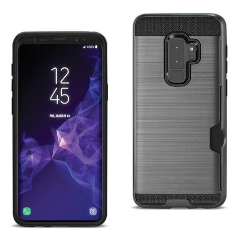 Reiko Samsung Galaxy S9 Plus Slim Armor Hybrid Case with Card Holder in Gray | MaxStrata