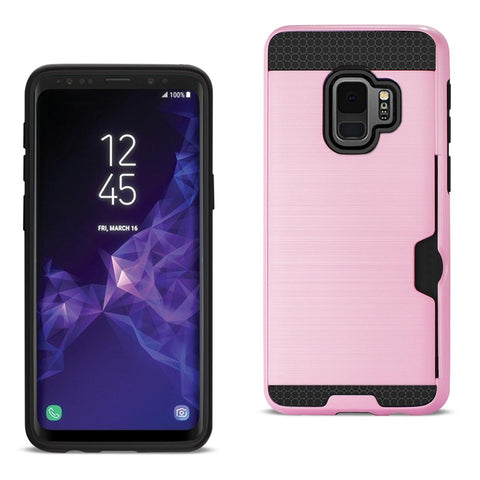 Reiko Samsung Galaxy S9 Slim Armor Hybrid Case with Card Holder in Pink | MaxStrata