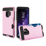 Reiko Samsung Galaxy S9 Slim Armor Hybrid Case with Card Holder in Pink | MaxStrata