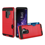 Reiko Samsung Galaxy S9 Plus Slim Armor Hybrid Case with Card Holder in Red | MaxStrata
