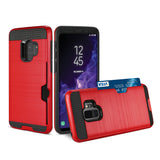 Reiko Samsung Galaxy S9 Slim Armor Hybrid Case with Card Holder in Red | MaxStrata