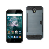 Reiko ZTE Warp 7/ Z959 Slim Armor Hybrid Case with Card Holder in Navy | MaxStrata