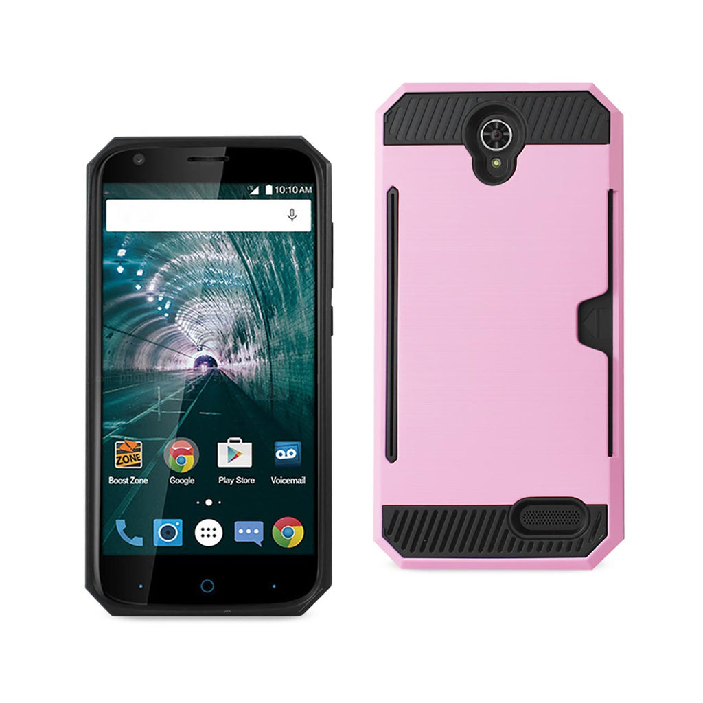 Reiko ZTE Warp 7/ Z959 Slim Armor Hybrid Case with Card Holder in Pink | MaxStrata