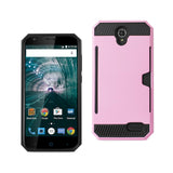 Reiko ZTE Warp 7/ Z959 Slim Armor Hybrid Case with Card Holder in Pink | MaxStrata