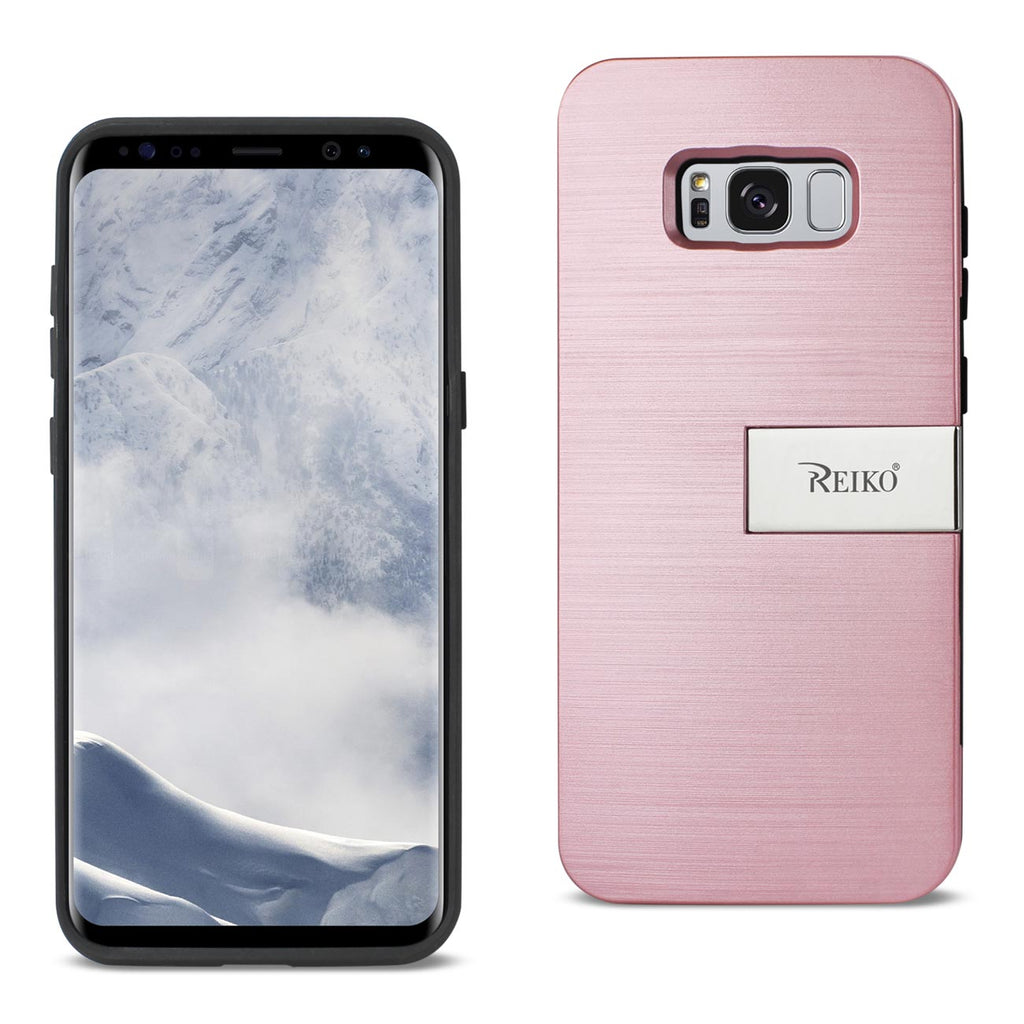 Reiko Samsung Galaxy S8/ SM Slim Armor Hybrid Case with Card Holder & Kickstand in Rose Gold | MaxStrata