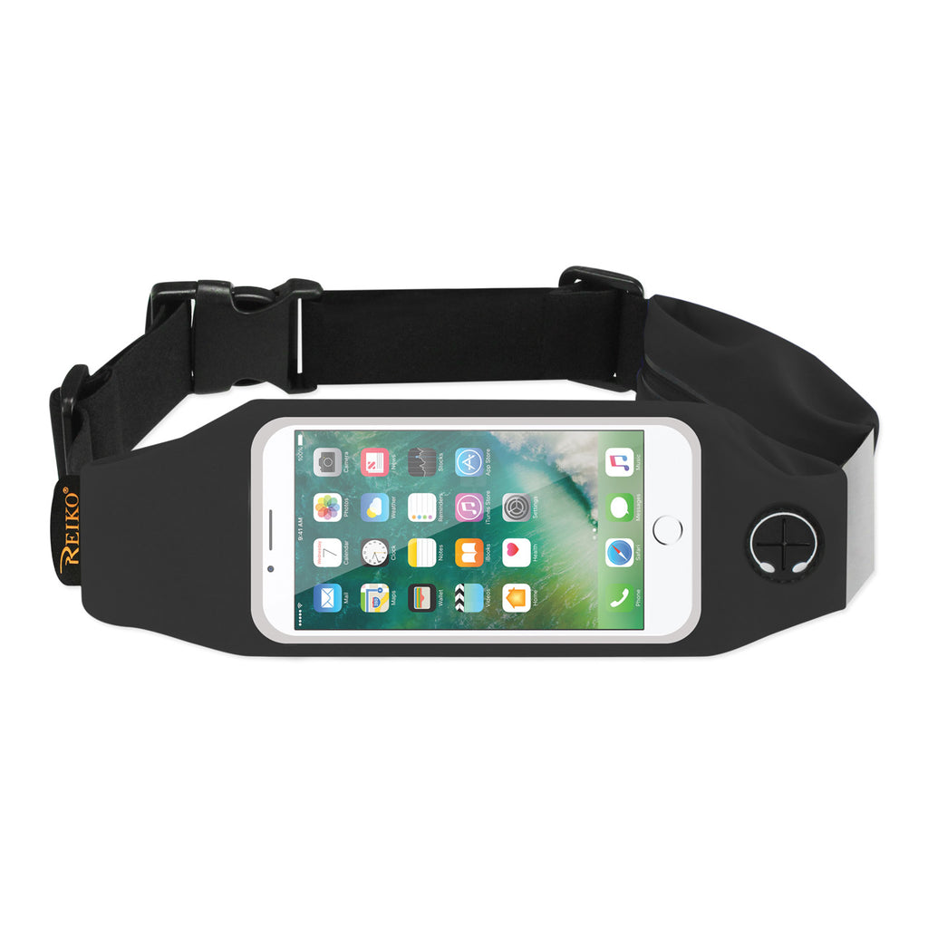 Reiko Running Sport Belt for iPhone 7/ 6/ 6S or 5 Inches Device with Two Pockets in Black (5X5 Inches) | MaxStrata