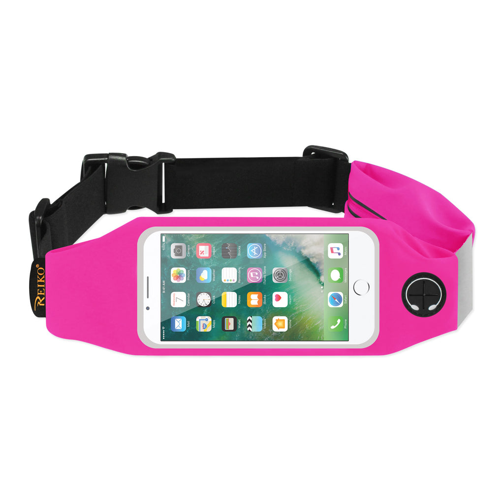 Reiko Running Sport Belt for iPhone 7/ 6/ 6S or 5 Inches Device with Two Pockets in Pink (5X5 Inches) | MaxStrata