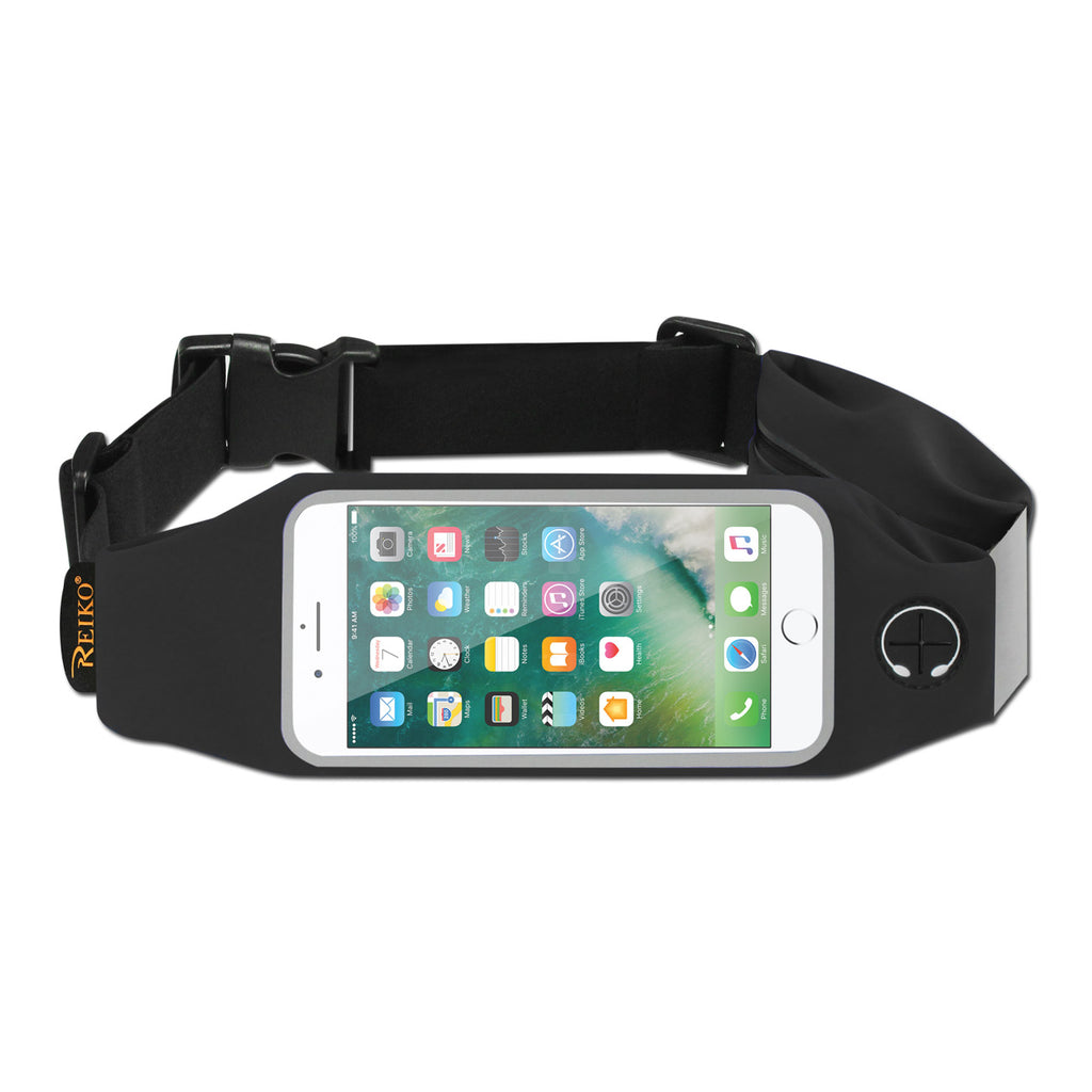 Reiko Running Sport Belt for iPhone 7 Plus/ 6S Plus or 5.5 Inches Device with Two Pockets in Black (5.5X5.5 Inches) | MaxStrata