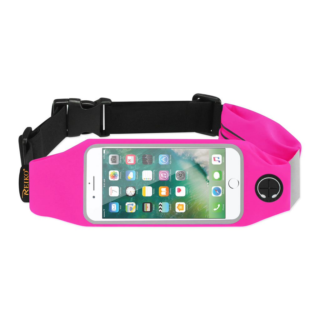 Reiko Running Sport Belt for iPhone 7 Plus/ 6S Plus or 5.5 Inches Device with Two Pockets in Pink (5.5X5.5 Inches) | MaxStrata
