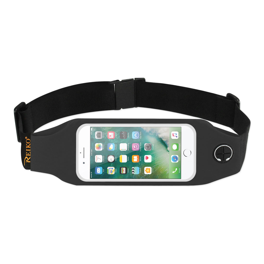 Reiko Running Sport Belt for iPhone 7/ 6/ 6S or 5 Inches Device with Two Pockets & LED in Black (5X5 Inches) | MaxStrata