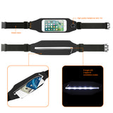 Reiko Running Sport Belt for iPhone 7/ 6/ 6S or 5 Inches Device with Two Pockets & LED in Black (5X5 Inches) | MaxStrata