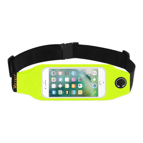 Reiko Running Sport Belt for iPhone 7/ 6/ 6S or 5 Inches Device with Two Pockets & LED in Green (5X5 Inches) | MaxStrata