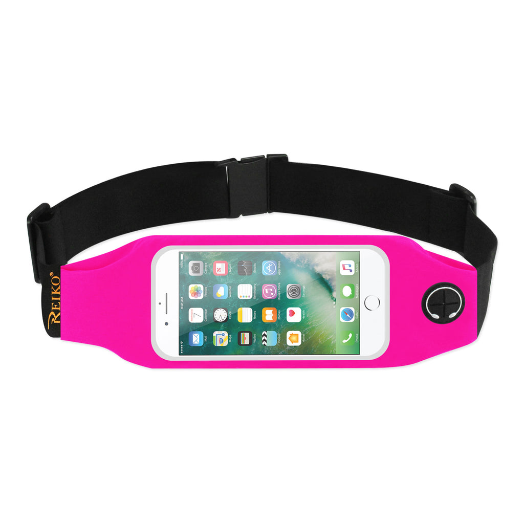 Reiko Running Sport Belt for iPhone 7/ 6/ 6S or 5 Inches Device with Two Pockets & LED in Pink (5X5 Inches) | MaxStrata