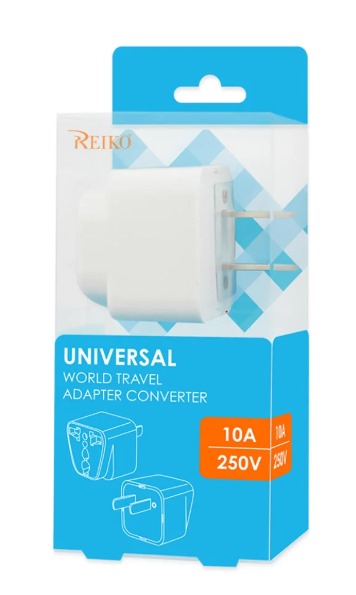 Reiko Universal Europe EU / UK / AU to US Travel Plug Power Adapter Converter in White