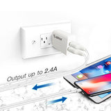 Reiko 12W 2.4A Dual USB Travel Wall Charger with 5Ft Charging Cable for 8-Pin in White | MaxStrata