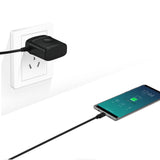 Reiko Portable Type C Travel Adapter Charger with Built in Cable in Black | MaxStrata