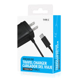 Reiko Portable Type C Travel Adapter Charger with Built in Cable in Black | MaxStrata