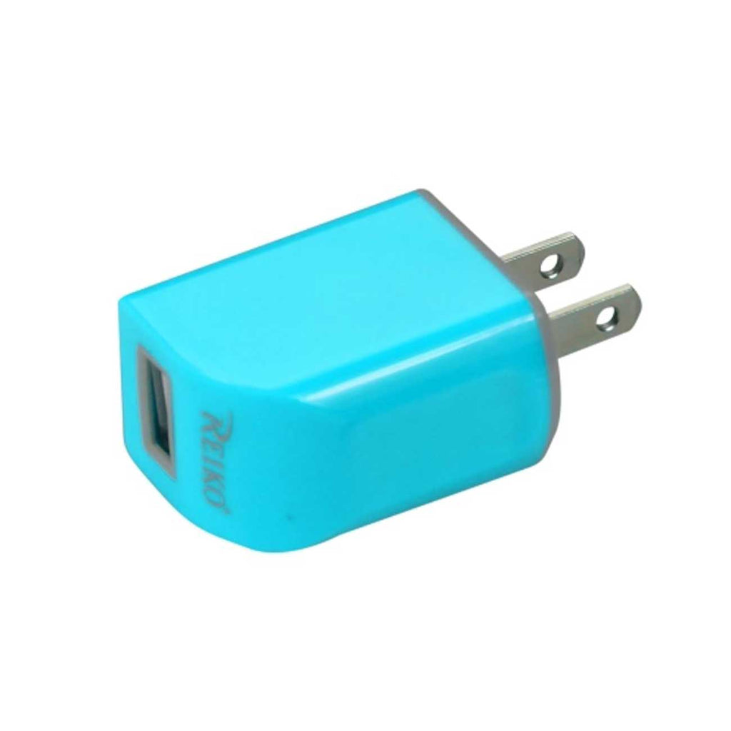 Reiko Micro USB 1 AMP Portable Micro Travel Adapter Charger with Cable in Blue | MaxStrata