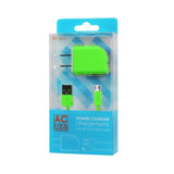Reiko Micro USB 1 AMP Portable Micro Travel Adapter Charger with Cable in Green | MaxStrata